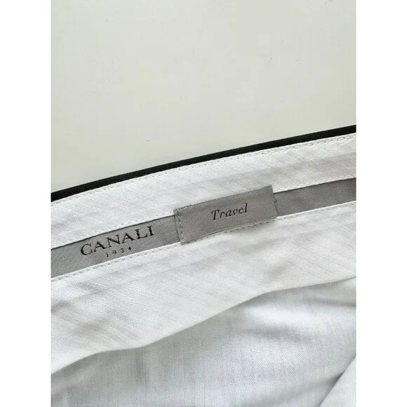 NWOT Men's CANALI Black Travel Wool Mohair Satin-Trimmed Tuxedo Pants, Size 46R - Picture 13 of 16